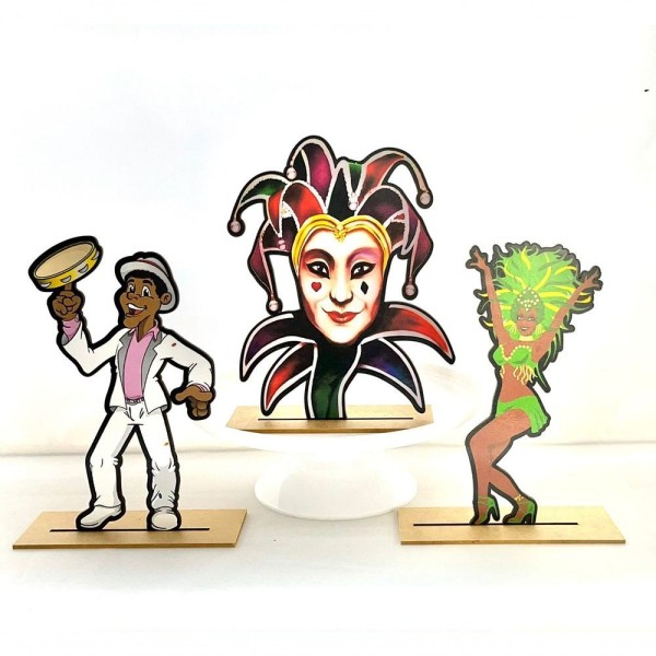 Encontraproduto.com.br - Kit Display De Mesa 6 Peças Para Festa Carnaval Mdf