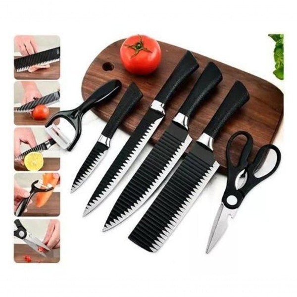 Encontraproduto.com.br - Jogo Facas Churrasco Antiaderente Preto
