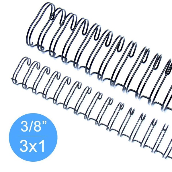 Encontraproduto.com.br - Wire-o Garra Duplo 3/8 60 Folhas A4 3x1 Preto 100 Unidades