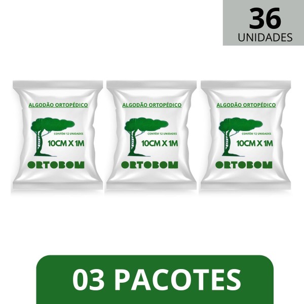 Encontraproduto.com.br - 03 Pacote Algodão Ortopedico 10 Cm X 1 Metro