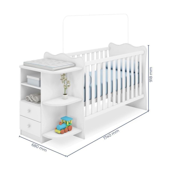 Encontraproduto.com.br - Quarto Infantil C/Guarda Roupa, Berço Cômoda Branco