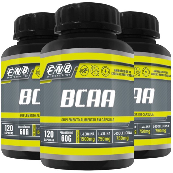 Encontraproduto.com.br - KIT 3X BCAA 2:1:1 120 cápsulas - FNB Sports