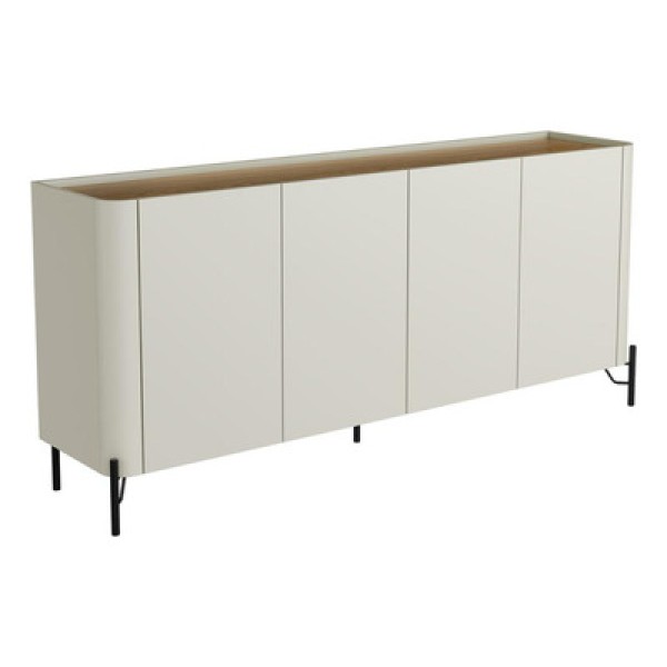 Encontraproduto.com.br - Balcão Buffet 180cm Porta Lisa 100% Mdf Com Pés Em Metal Cor:luna Com Preto