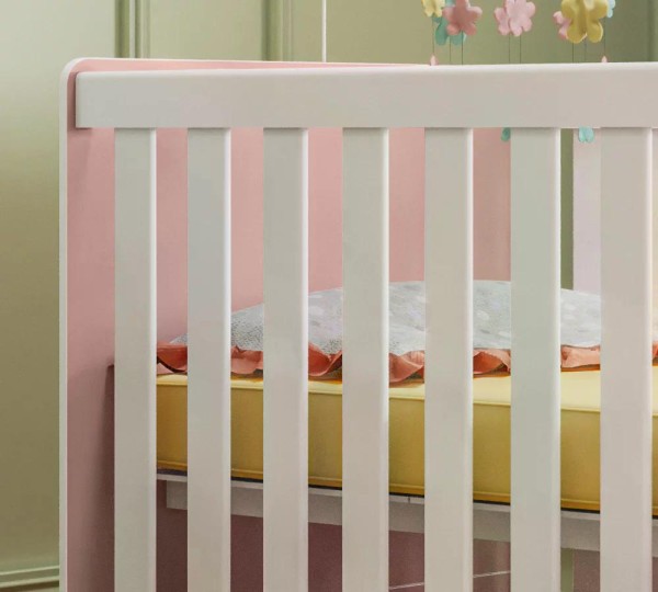 Encontraproduto.com.br - Berço Mini Cama Com Colchao Encanto 3200 Rose Branco Peternella