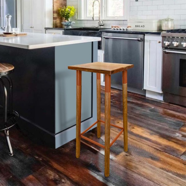 Encontraproduto.com.br - Banqueta Bistro Industrial Colors Ferro E Madeira Maciça - Cobre Marrom