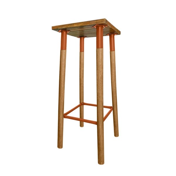 Encontraproduto.com.br - Banqueta Bistro Industrial Colors Ferro E Madeira Maciça - Cobre Marrom
