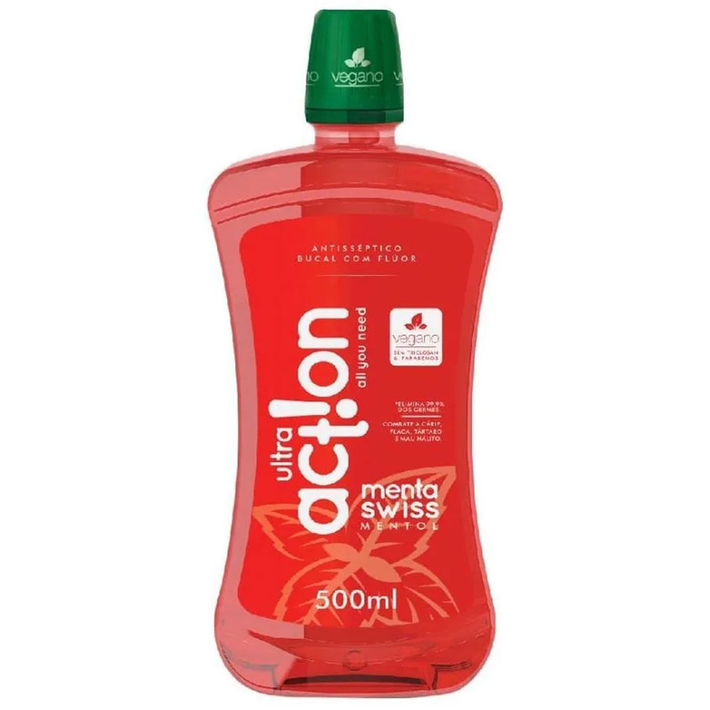 Enxaguante Bucal Antisséptico Ultra Action Menta Swiss 500ml