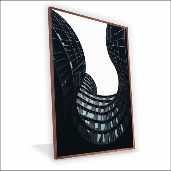 Encontraproduto.com.br - Quadro Prédio Desconstruido Canvas Com Vidro Tamanho-moldura 120x80 Caixa Cor Madeira