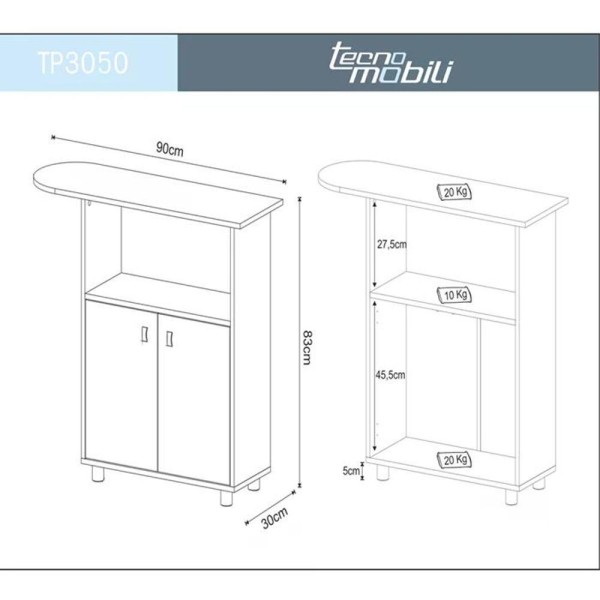 Encontraproduto.com.br - Tabua de Passar Roupa 2 Portas TP3050 Tecno Mobili