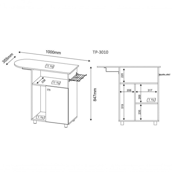 Encontraproduto.com.br - Tabua de Passar Roupa 1 Porta TP3010 Tecno Mobili