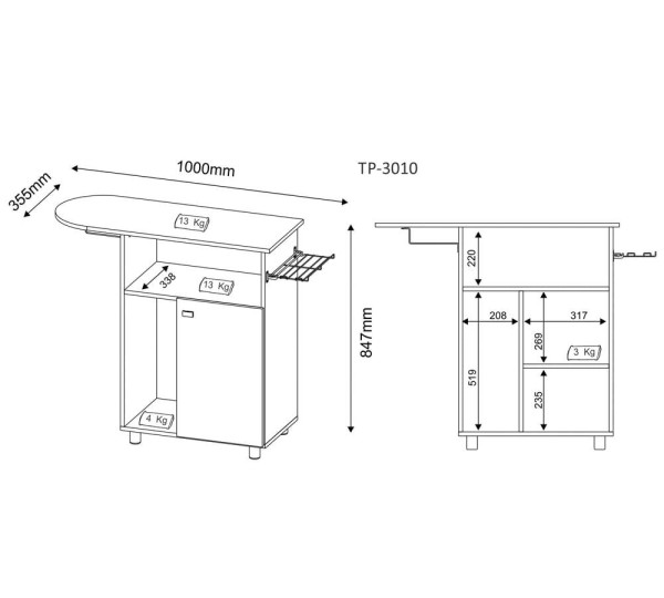 Encontraproduto.com.br - Tabua de Passar Roupa 1 Porta TP3010 Tecno Mobili