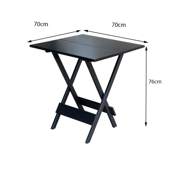 Encontraproduto.com.br - Kit 4 Conjuntos De Mesa Dobravel Com 2 Cadeiras De Madeira 70X70 - Pret - Preto