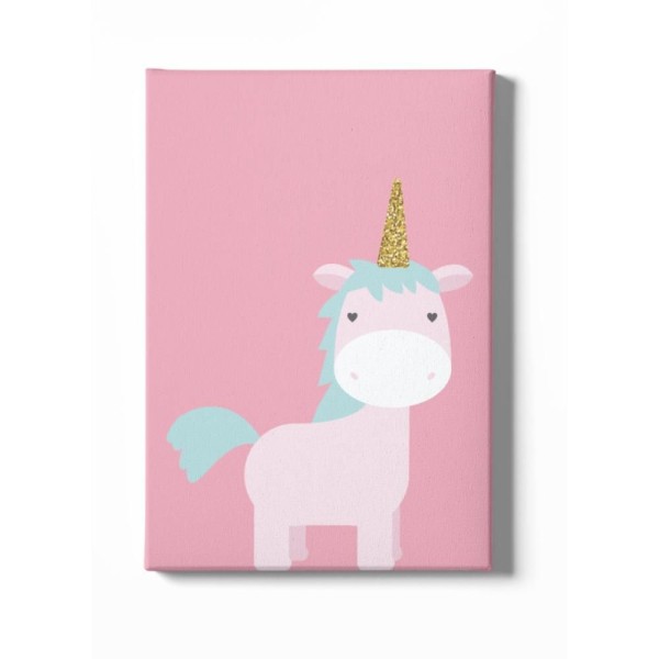 Encontraproduto.com.br - Quadro Decorativo Infantil - Pônei Encantado Com Fundo Rosa