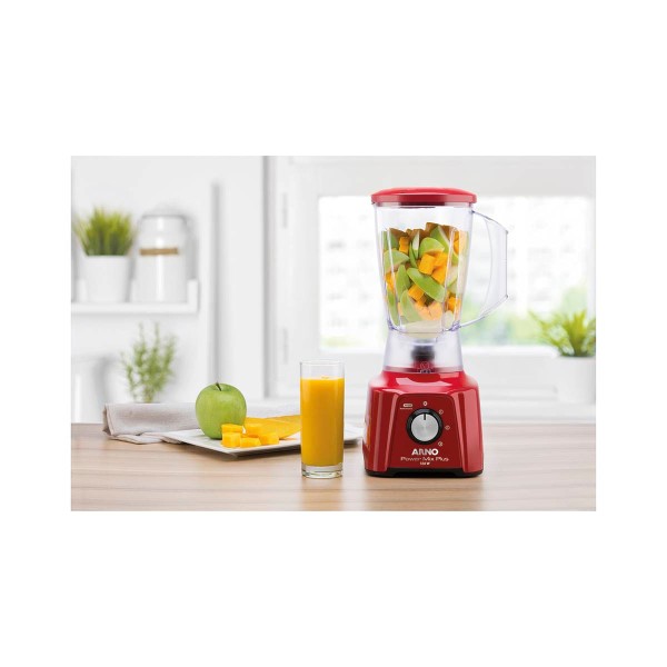 Encontraproduto.com.br - Liquidificador Arno Power Mix Plus Vermelho com Jarra de 2 litros Cristalina LQ21