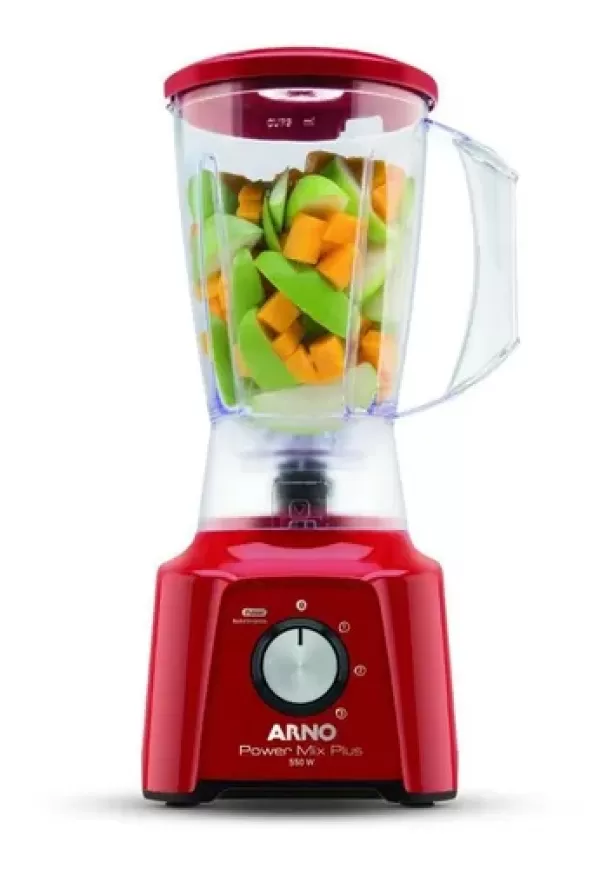 Encontraproduto.com.br - Liquidificador Arno Power Mix Plus Vermelho com Jarra de 2 litros Cristalina LQ21