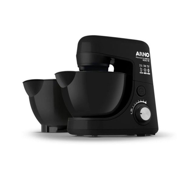 Encontraproduto.com.br - Batedeira Planetária Arno Deluxe SX31 600W com 2 Tigelas 4L e 8 Velocidades Preta 220V