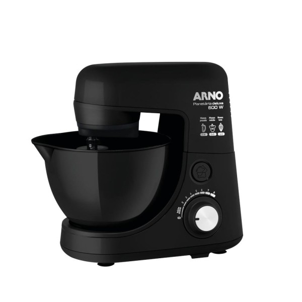 Encontraproduto.com.br - Batedeira Planetária Arno Deluxe SX31 600W com 2 Tigelas 4L e 8 Velocidades Preta 220V