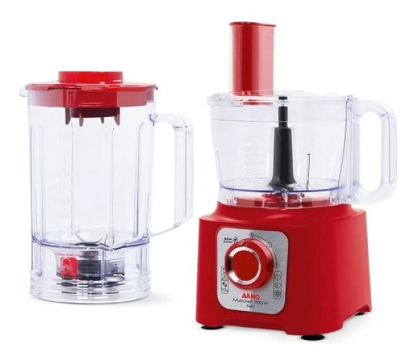 Encontraproduto.com.br - Multiprocessador de alimentos Arno Multichef 7 em 1 700W Limpa Fácil com Lâminas Removíveis Jarra de 3,1L Vermelho MP76