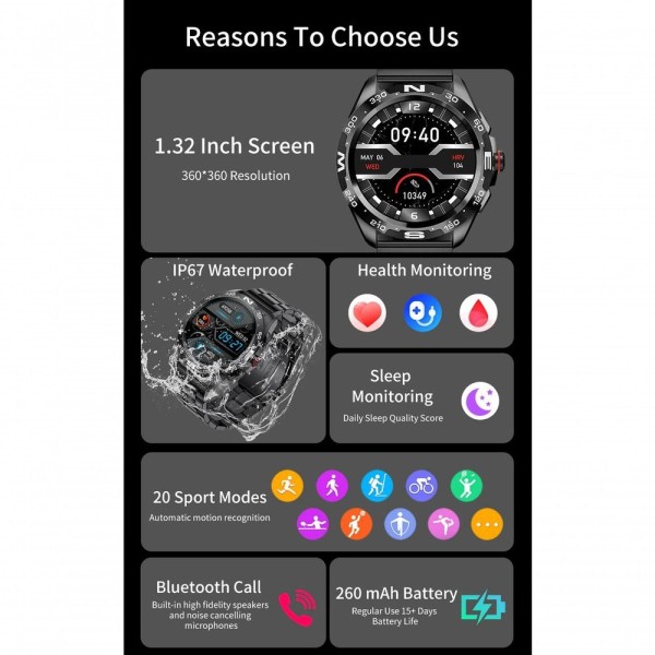Encontraproduto.com.br - Relógio Smartwatch Masculino Foxbox 0327 À Prova DÁgua Preto Chamada Bluetooth