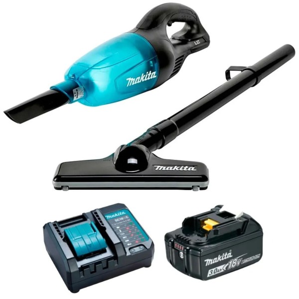 Encontraproduto.com.br - Kit Aspirador de pó a Bateria 18V com bateria 3Ah DCL180ZB Makita