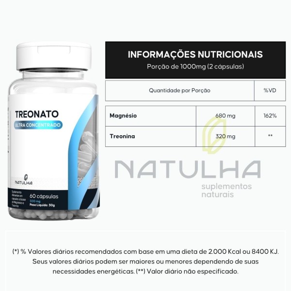 Encontraproduto.com.br - KIT 2X Magnésio Treonato Ultra Concentrado 60 cápsulas - Natulha