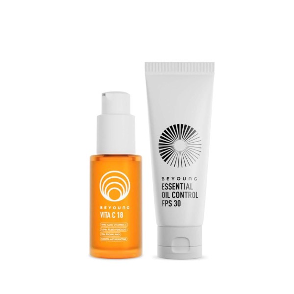 Encontraproduto.com.br - Kit Beyoung Dupla Tratamento e Proteção -  1 Vita C e 1 FPS 30