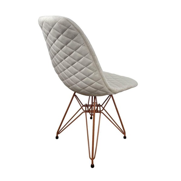 Encontraproduto.com.br - Kit 4 Cadeiras Jantar Estofadas Nude Eiffel Eames Base Cobre - Cor: Nude