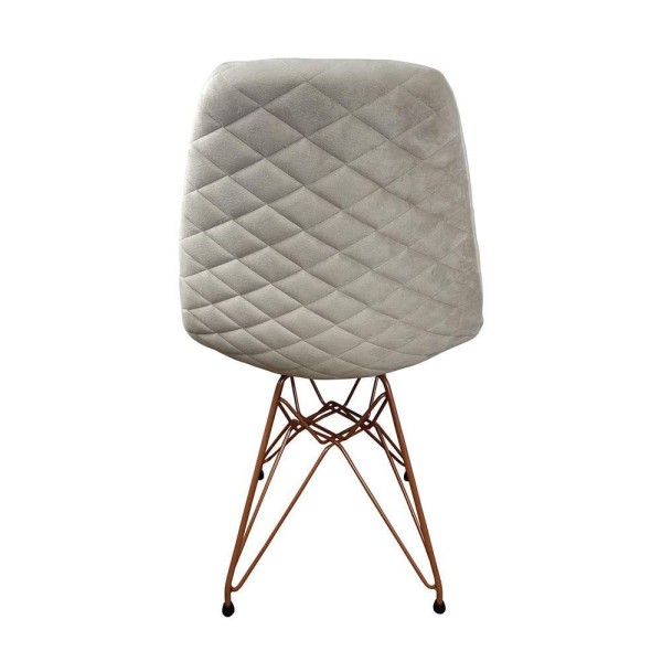 Encontraproduto.com.br - Kit 4 Cadeiras Jantar Estofadas Nude Eiffel Eames Base Cobre - Cor: Nude