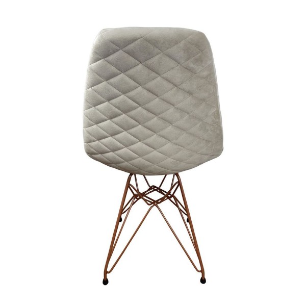 Encontraproduto.com.br - Kit 4 Cadeiras Jantar Estofadas Nude Eiffel Eames Base Cobre - Cor: Nude