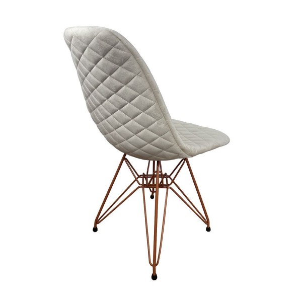 Encontraproduto.com.br - Kit 4 Cadeiras Jantar Estofadas Nude Eiffel Eames Base Cobre - Cor: Nude