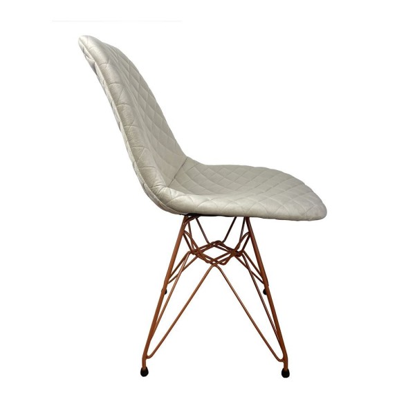 Encontraproduto.com.br - Kit 4 Cadeiras Jantar Estofadas Nude Eiffel Eames Base Cobre - Cor: Nude
