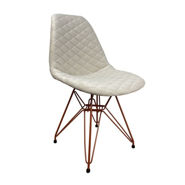 Encontraproduto.com.br - Kit 4 Cadeiras Jantar Estofadas Nude Eiffel Eames Base Cobre - Cor: Nude