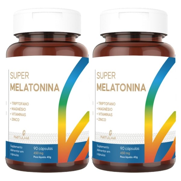 Encontraproduto.com.br - KIT 2X Super Melatonina com Triptofano, Magnésio, Zinco e Vitaminas 90 cápsulas - Natulha