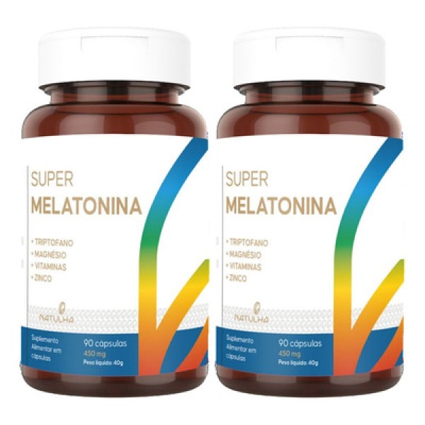 Encontraproduto.com.br - KIT 2X Super Melatonina com Triptofano, Magnésio, Zinco e Vitaminas 90 cápsulas - Natulha