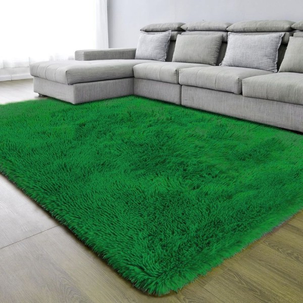 Tapete Saturs Pelo Alto Verde -100X120Cm Sala Quarto