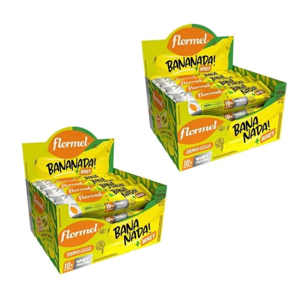Kit Bananada com Proteína - 2 Caixas com 20 Unidades de 22g Cada