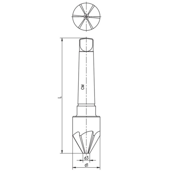 Encontraproduto.com.br - Escareador Haste Cone Morse 4 - Med. 63,0mm X 60º - Dente Reto, Corte à Direita, Din 334 B - Aço Hss (m2) - Cód. 4202 - Indaço