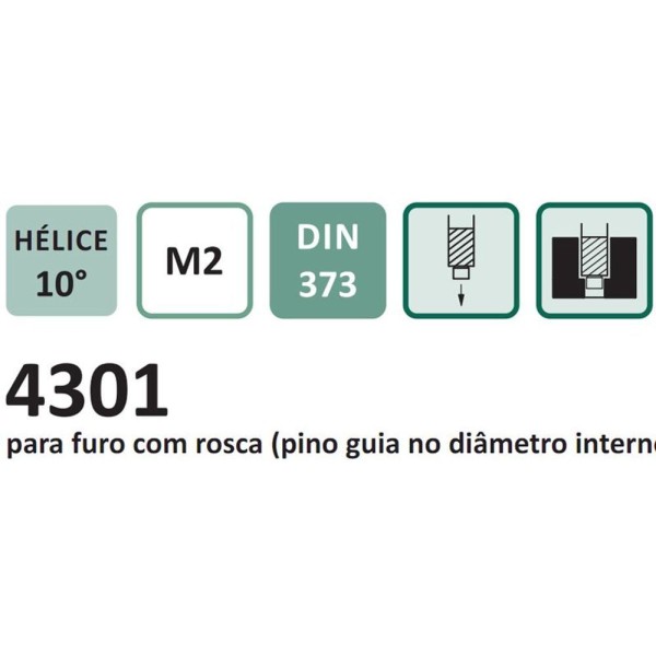 Encontraproduto.com.br - Rebaixador Com Pino Guia Fixo - M 10 - Med. 18 Mm X 8,5 Mm - Haste Cilíndrica, Corte à Direita, Din 373 - Aço Rápido Hss (m2) - Cód. 4301- Indaço