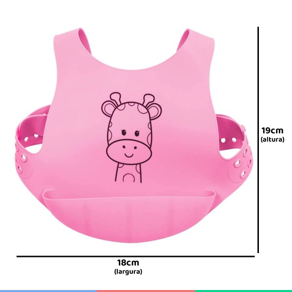 Encontraproduto.com.br - Babador De Silicone Para Bebê Com Bolso Pega Migalhas Coletor Com Cinto +3 Meses Buba