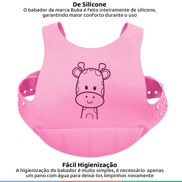 Encontraproduto.com.br - Babador De Silicone Para Bebê Com Bolso Pega Migalhas Coletor Com Cinto +3 Meses Buba