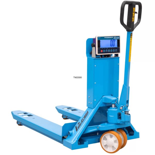 Encontraproduto.com.br - Transpalete Hidráulico Manual TM2000 545mm 2000 Kg com Balança  com Impressora de Coluna e Roda Simples em Poliuretano Paletrans