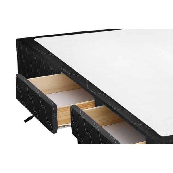 Encontraproduto.com.br - Cama Box Base c/Gavetas Solteiro Poli Tecido Black (88x23-c/2 Gavs) - Castor
