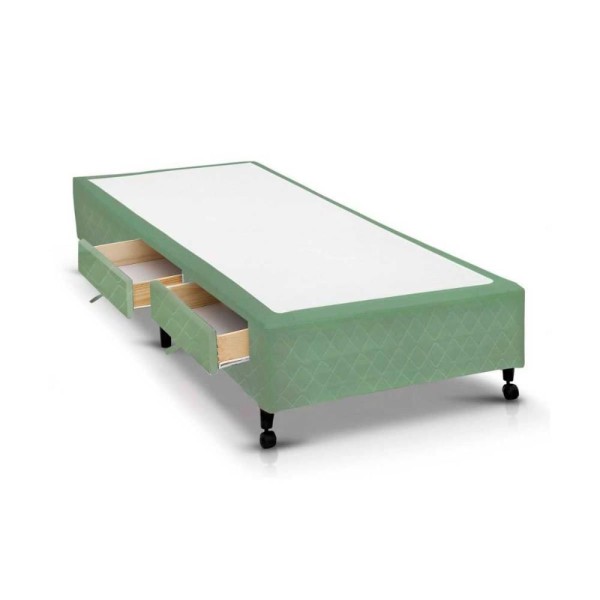 Encontraproduto.com.br - Cama Box Base C/gavetas Solteiro Poli Tecido Green (78x27-c/2 Gavs) - Castor
