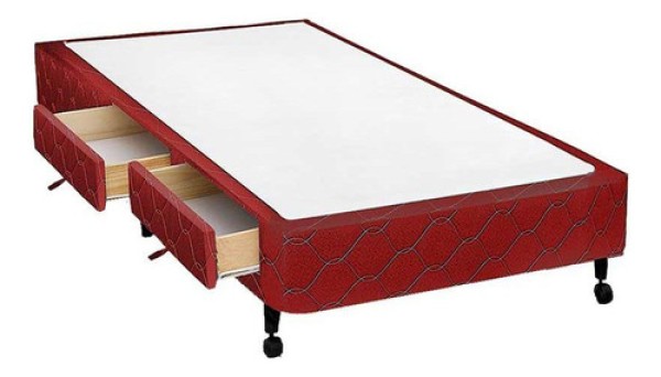 Encontraproduto.com.br - Cama Box Base C/gavetas Solteiro Poli Tecido Wine (78x27-c/2 Gavs) - Castor