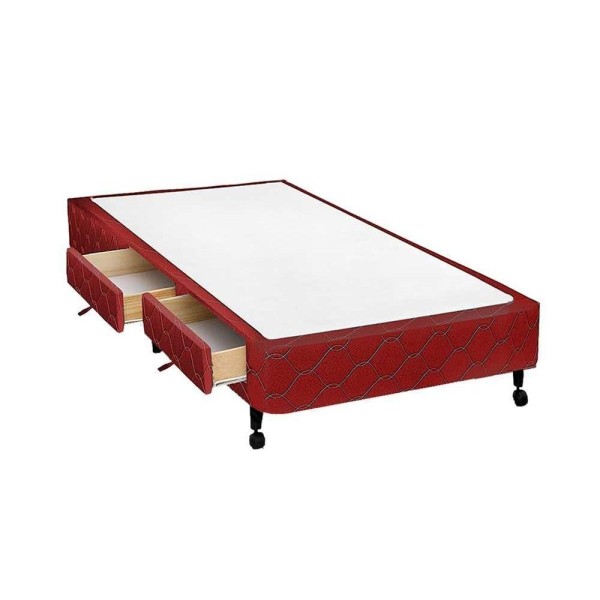 Encontraproduto.com.br - Cama Box Base C/gavetas Solteiro Poli Tecido Wine (78x27-c/2 Gavs) - Castor