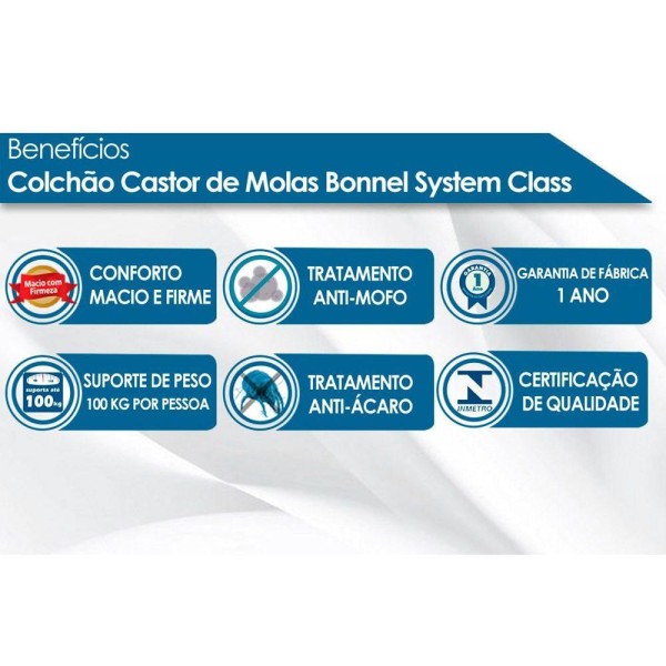 Encontraproduto.com.br - Colchão Casal Molas Bonnel System Class Euro Pillow (138x188x25) - Castor