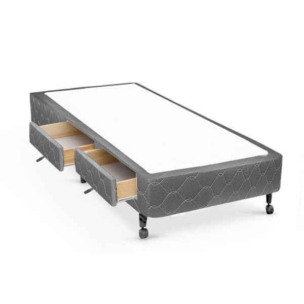 Encontraproduto.com.br - Cama Box Base C/gavetas Solteiro Poli Tecido Gray (78x27-c/2 Gavs) - Castor