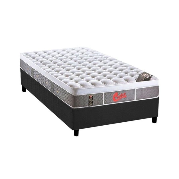 Encontraproduto.com.br - Cama Box Solteiro: Colchão Molas Ensacadas Castor Gold Star Plush+Base Gray(88X188)
