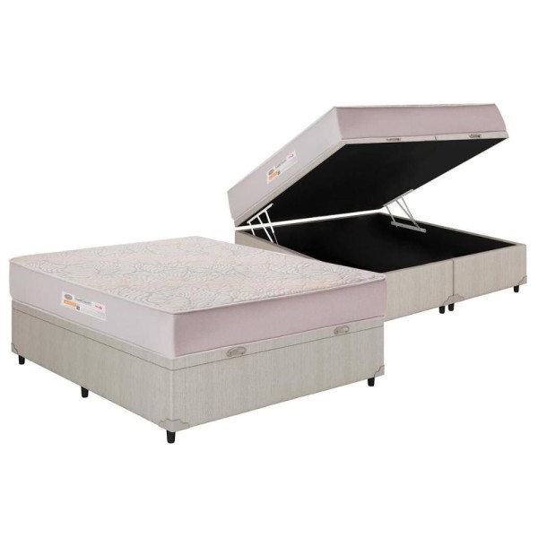 Encontraproduto.com.br - Conjunto Box Baú Casal: Colchão Molas Pocket Max Anatomic Vácuo + Base Crc Courano Palha(138x188)