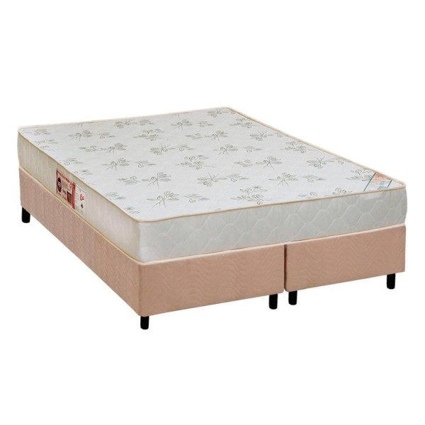 Encontraproduto.com.br - Conjunto Box Queen: Colchão Espuma Castor D33 Sleep Max Relax + Base CRC Suede Clean(158x198)